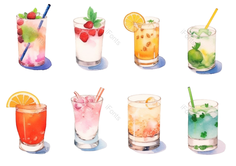 夏天图片,水果元素,甜品PNG,白色背景免抠素材
